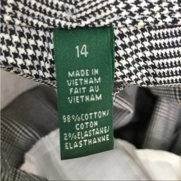 EUC Lauren by Ralph Lauren black & white houndstooth boot cut pants sz 14 - Picture 4 of 4